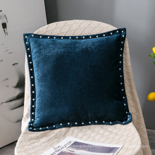 Cushion Covers  Solid Dyed Soft Chenille Throw Pillow Cases with 1cm piping edge rivet on four sides with hidden zipper